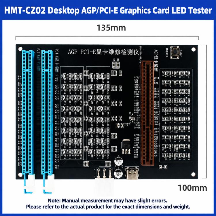 HuiMinTONG HMT-CZ02 HMT-CZ02 AGP PCI-E 16X Graphics Card Diagnostic Tester with LED