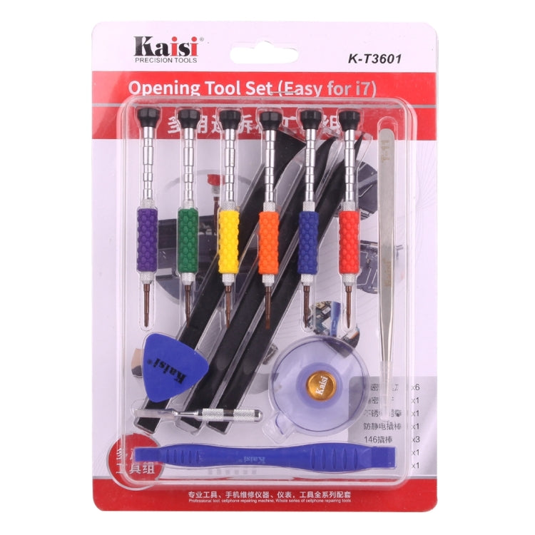 K-T3601 14 in 1 (6 x Screwdriver + 1 x Tweezers + 1 x Stainless Steel Spudger + 1 x Anti-static Spudger + 3 x 146 Spudger + 1 x Suction Sucker + 1 x Triangle Opener) Profession Multi-purpose Opening Tool Set for iPhone, Samsung, Xiaomi and More Phones ...