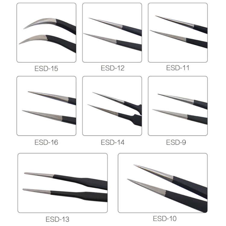 BEST BST-12 Precision Anti-static ESD Stainless Steel Tweezers, BST-12