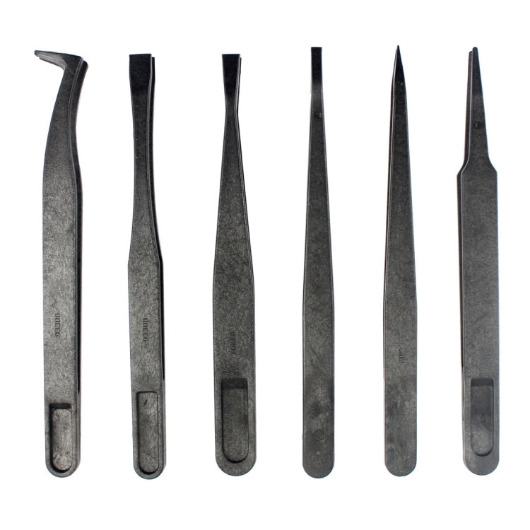 JF-S6in1 6 in 1 Anti-static Carbon Fiber Straight and Curved Tip Tweezers, JF-S 6 in 1