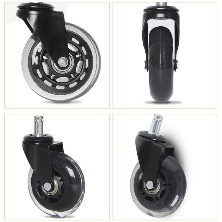 2.5 inch PU Black Transparent Wheel Suitable for Office Chair 11x22mm Mute Screw Universal Wheel, 2.5 inch Wheel