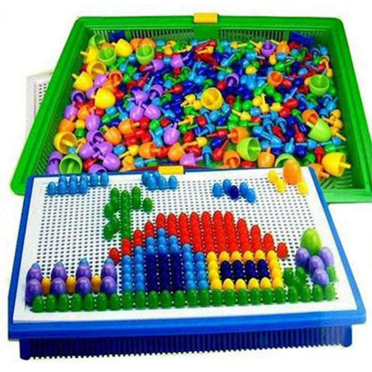 296 in 1 / Set Early Childhood Educational Creative DIY Desktop Mushroom Nail Puzzle Game Toy, 296 in 1 / Green