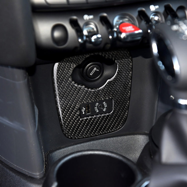 Car F Chassis Cigarette Lighter Cover Panel Carbon Fiber Decorative Sticker for BMW Mini Cooper F55 / F56 / F57, For BMW Mini F54