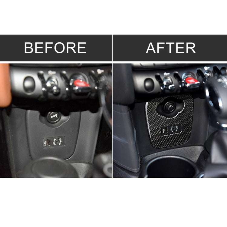 Car F Chassis Cigarette Lighter Cover Panel Carbon Fiber Decorative Sticker for BMW Mini Cooper F55 / F56 / F57, For BMW Mini F54