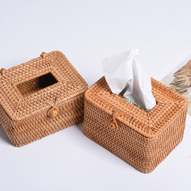ZJH01 Restaurant Desktop Rattan Braided Tissue Storage Box Case, Size: S, Size: S