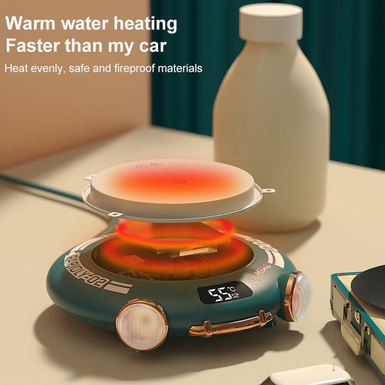 MN030 20W 110-220V Small Green Warm Coaster with LED Digital Display & Night Light, CN Plug, MN030