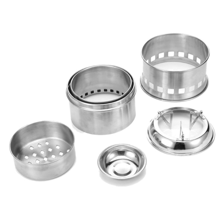 Outdoor Camping Mini Stainless Steel Wood-burning Stove Solid alcohol Stove for Picnic Heating, Mini