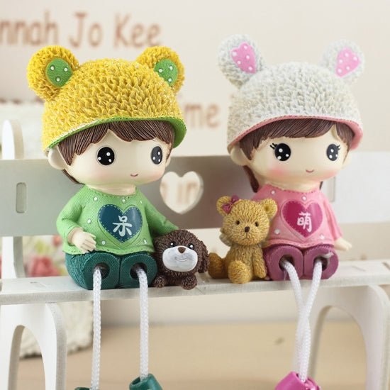 1 Pair Creative Resin Crafts Hanging Feet Adorkable Couple Dolls Ornaments Home Wedding Decoration Gift, Adorkable Couple Dolls