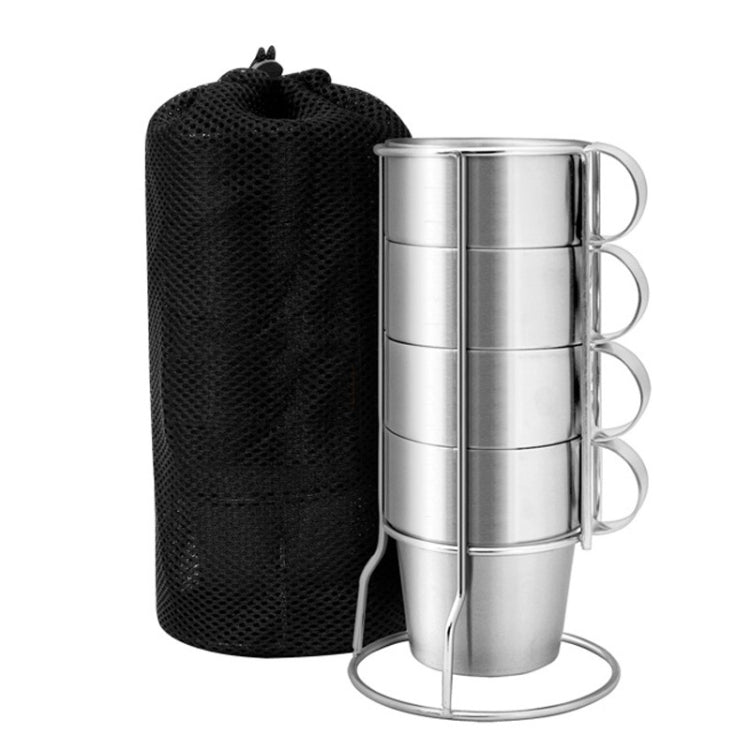 Outdoor Portable Picnic Cups Four Piece Suit Stainless Steel Drinking Mugs Anti-Hot Tea Coffee Cup, Coffee Cup