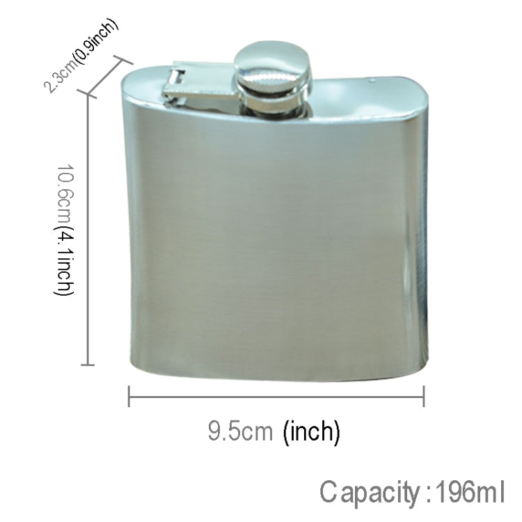196mL (7oz) Outdoor Sports Handy Home Travel Wild Stainless Steel Portable Hip Flask(with Small Funnel)(Silver 196mL (7oz)), 196mL (7oz)