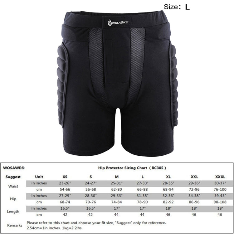 WOLFBIKE Adult  Skiing Skating Snowboarding Protective Gear Outdoor Sports Hip Padded Shorts, Size : L, Size : L