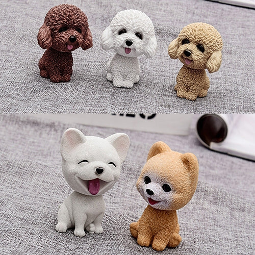 Shaking Head Dog Car Ornaments Resins Lovely Cartoon Dog New Year Gifts with Double-sided Adhesive Tape, White Teddy Cartoon Dog, Brown Teddy Cartoon Dog, Yellow Teddy Cartoon Dog, Pomeranian Cartoon Dog, Inu Cartoon Dog, Bulldog Cartoon Dog           ...