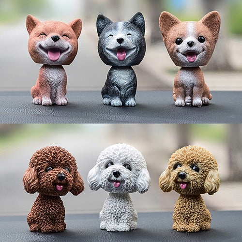 Shaking Head Dog Car Ornaments Resins Lovely Cartoon Dog New Year Gifts with Double-sided Adhesive Tape, White Teddy Cartoon Dog, Brown Teddy Cartoon Dog, Yellow Teddy Cartoon Dog, Pomeranian Cartoon Dog, Inu Cartoon Dog, Bulldog Cartoon Dog           ...