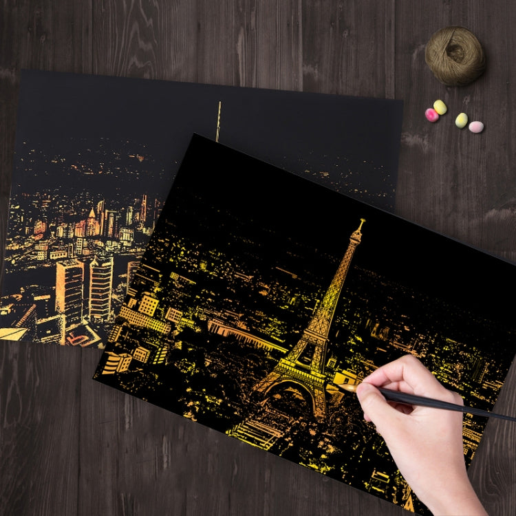 Bright City DIY Drawing Picture Wall Painting Scratch Card Golden Night View Paint Arts Paper Hand Painted Home Decoration Creative Handmade Gifts, Size:41*28.7cm, Panorama Paris, Dubai, Panorama London