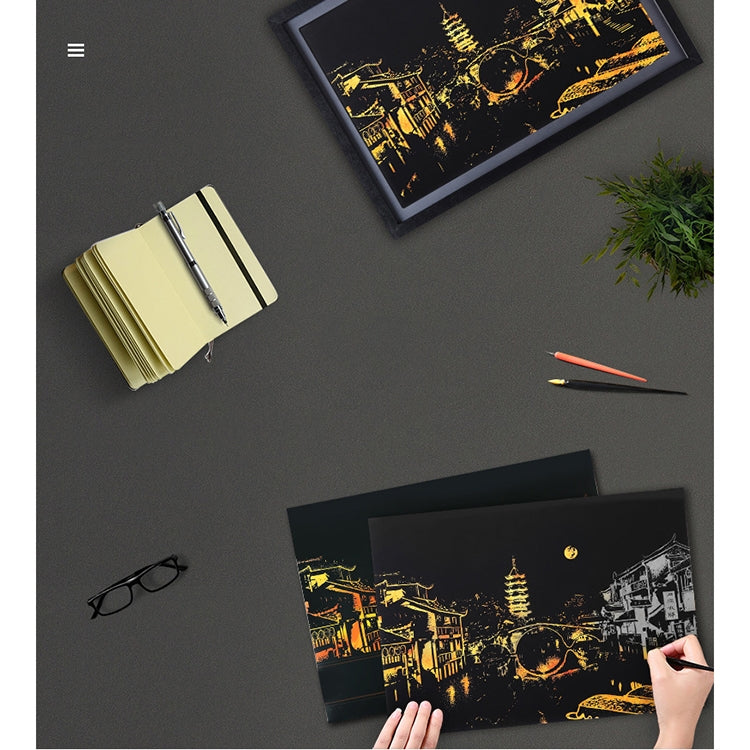 Bright City DIY Drawing Picture Wall Painting Scratch Card Golden Night View Paint Arts Paper Hand Painted Home Decoration Creative Handmade Gifts, Size:41*28.7cm, Panorama Paris, Dubai, Panorama London