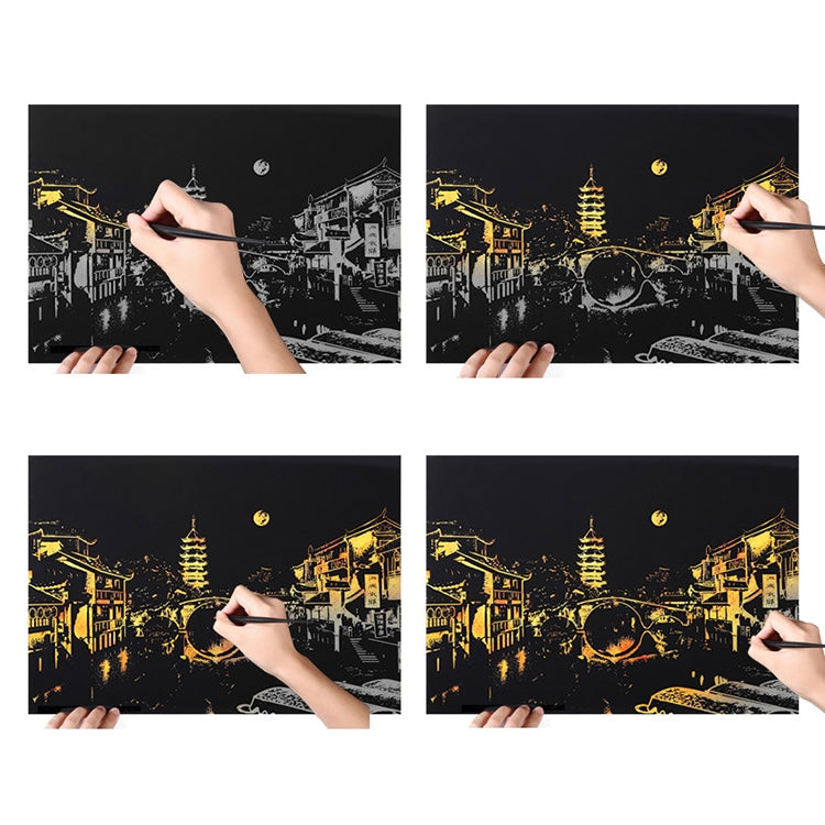 Bright City DIY Drawing Picture Wall Painting Scratch Card Golden Night View Paint Arts Paper Hand Painted Home Decoration Creative Handmade Gifts, Size:41*28.7cm, Panorama Paris, Dubai, Panorama London