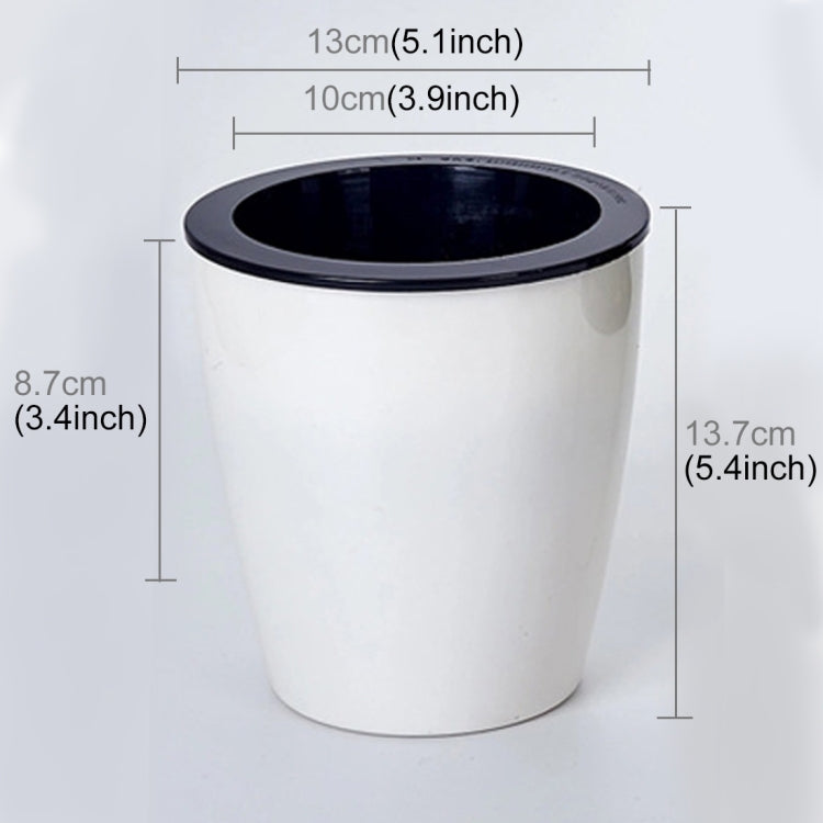 Lazy Flower Pots Automatic Water-absorbing Hydroponic Potted Plants Circular Resin Plastic Flower Pots Double-layer Design Self Watering Planter, Diameter: 13cm, Height: 13.7cm, Diameter: 13cm, Height: 13.7cm