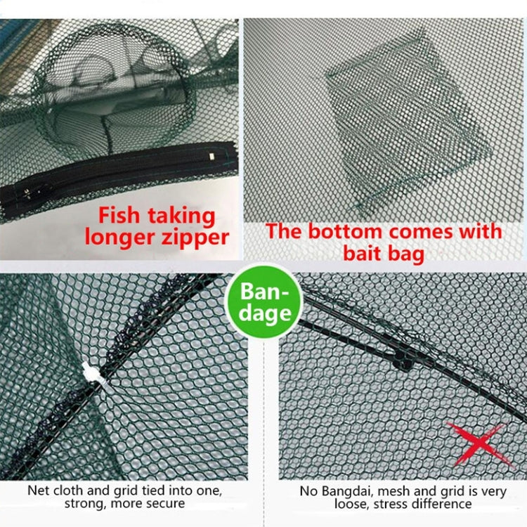 4 Holes Automatic Foldable Fishing Net Nylon Shrimp Crab Minnow Trap Fish Cast Net Fishing Tackle, 4 Holes