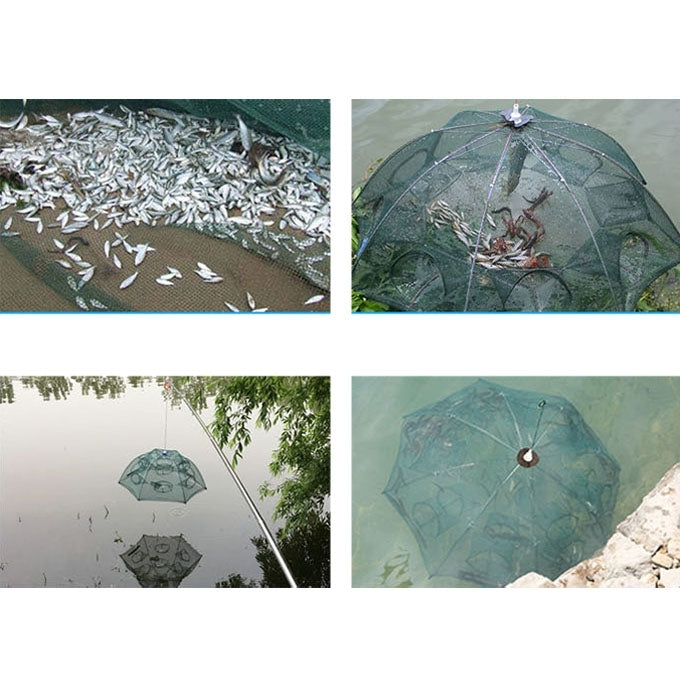 4 Holes Automatic Foldable Fishing Net Nylon Shrimp Crab Minnow Trap Fish Cast Net Fishing Tackle, 4 Holes