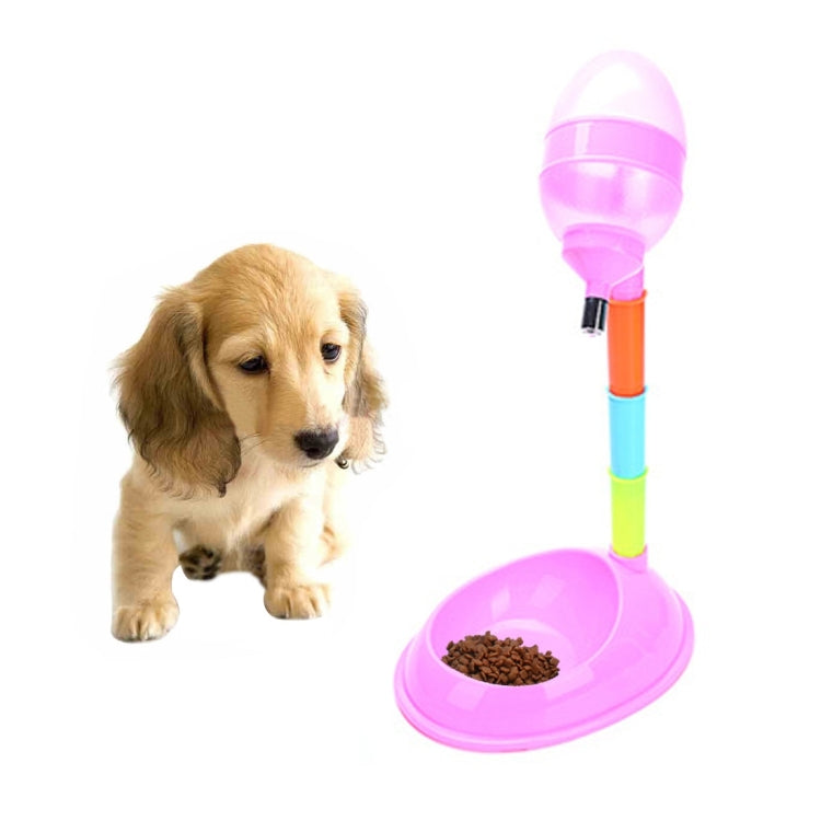 Pet Supplies Pet Dog Cat 2 in 1 Automatic Feeding & Watering Vertical Adjustable Rod Pet Water Food Feeder,Capacity: 600ML