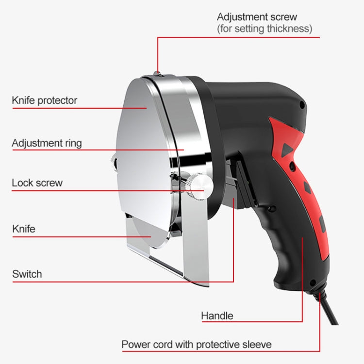 Portable Meat Slicer Electric Meat Cutter Turkish Barbecue Slicer, EU Plug, Black Red