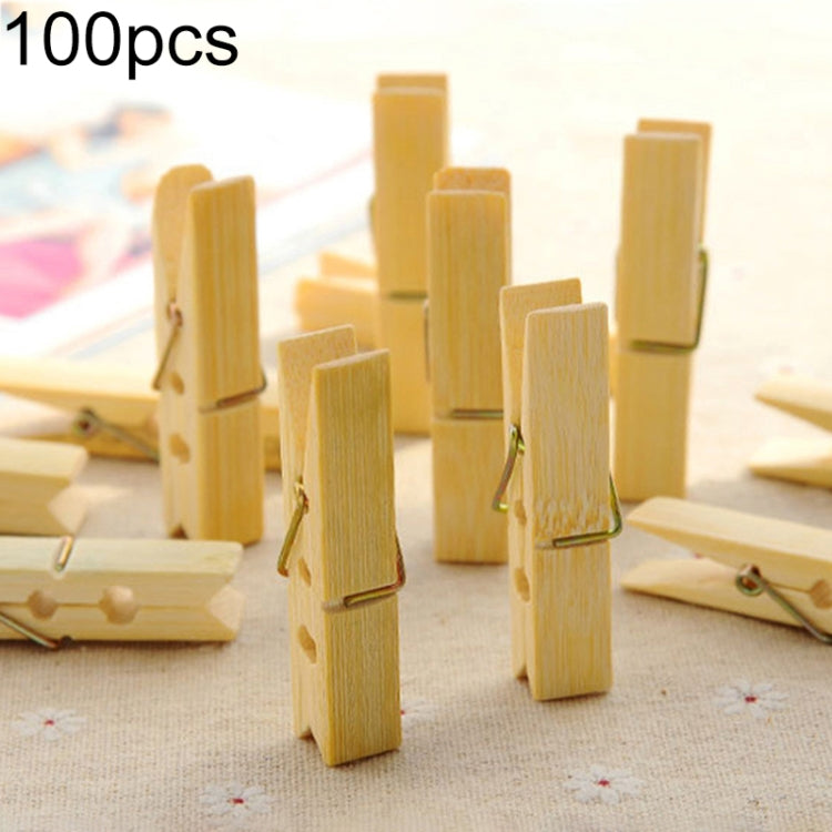 100pcs Multi-function Mini Bamboo Clothes Photo Paper Peg Clothespin Laundry Hanger Clip, Bamboo