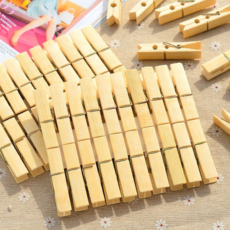 100pcs Multi-function Mini Bamboo Clothes Photo Paper Peg Clothespin Laundry Hanger Clip, Bamboo