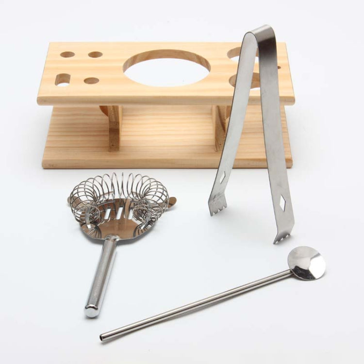9 in 1 Stainless Steel Cocktail Shaker Tools Set with Wooden Mount, Capacity: 750ml, 750ml