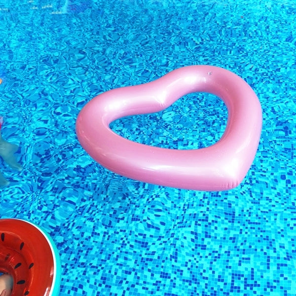 Love Heart Shaped Inflatable Floating Swimming Safety Pool Ring, Inflated Size: 120cm x 100cm, Love Heart Pink, Love Heart Red