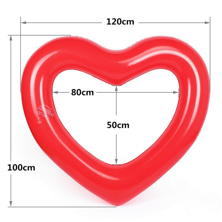 Love Heart Shaped Inflatable Floating Swimming Safety Pool Ring, Inflated Size: 120cm x 100cm, Love Heart Pink, Love Heart Red