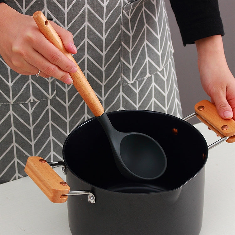 kn020 9 in 1 A Version Wooden Handle Silicone Non-stick Spatula Spoon Kitchen Tool Set, A Version