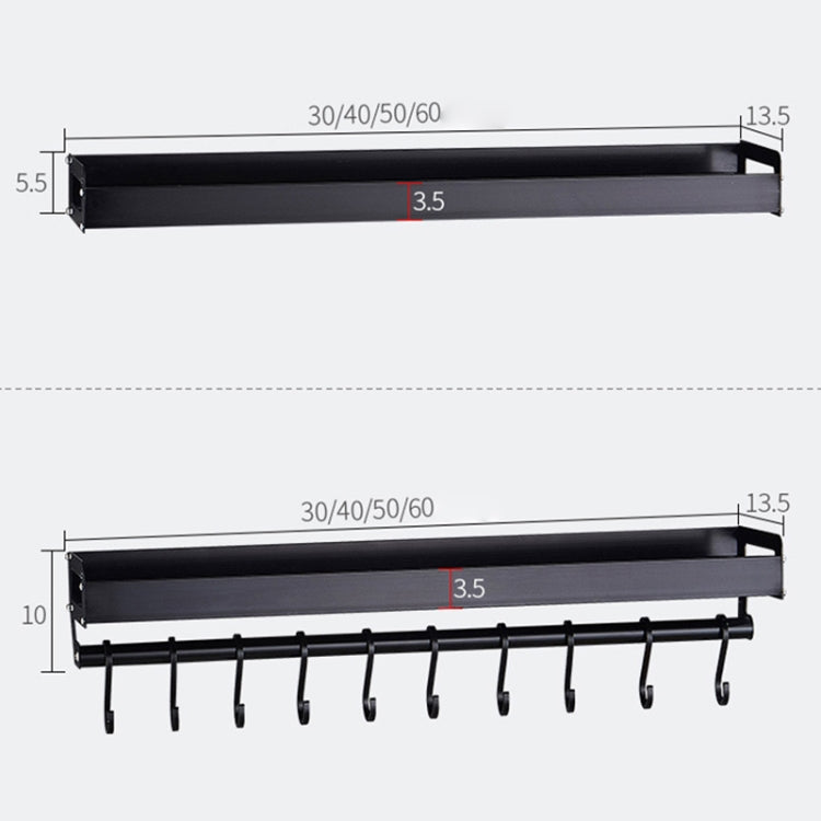70cm 10 Hooks Kitchen Multi-function Wall Hanging Holder Seasoning Storage Rack, 70cm 10 Hooks(Silver)