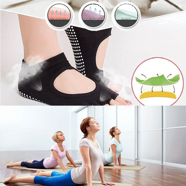 One Pair Open Toe Open Instep Anti-slip Sports Female Yoga Socks, Size: 34 - 39 (EUR)