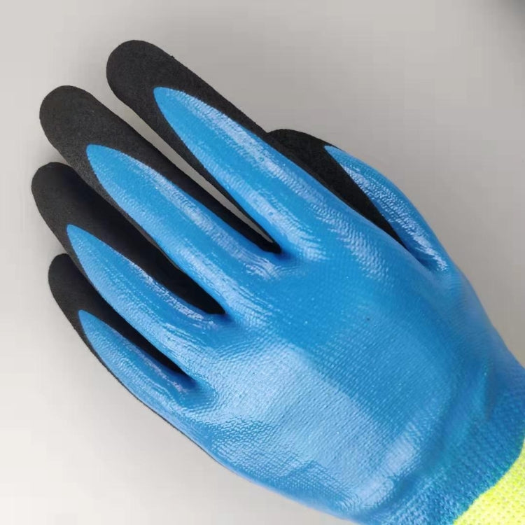 1 Pairs HEEP Ding Qing + Frosted anti-cut 2 Times Dipping Anti-cutting Waterproof Oil Resistant Non-slip Gloves, Blue