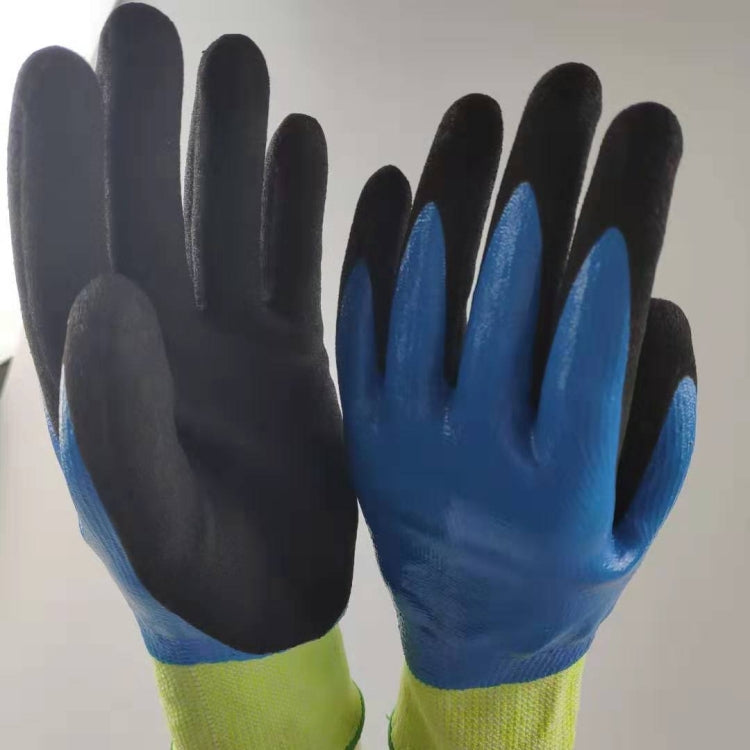 1 Pairs HEEP Ding Qing + Frosted anti-cut 2 Times Dipping Anti-cutting Waterproof Oil Resistant Non-slip Gloves, Blue