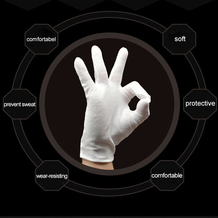 12 Pairs Pure Cotton Working Gloves, Thickened， Size：Free Size, Thickened， Size：Free Size