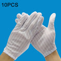 10 Pairs Anti-static Stripe Plastic Gloves, Size：Free Size, Plastic Gloves