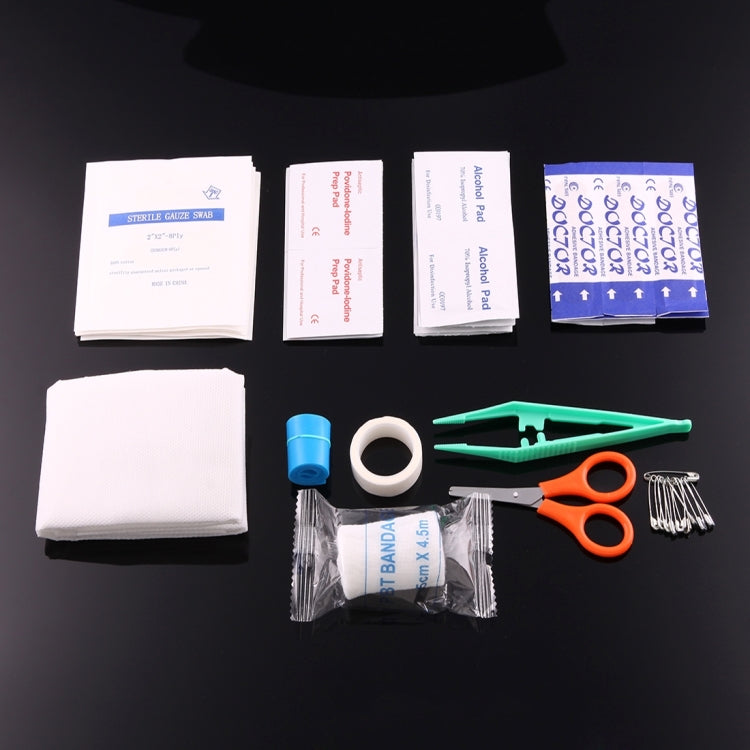 2 PCS Portable First Aid Kit with Bag, Includes Sanitizing Pads, Gauzes, Scissors,Band-aids and Tweezers, Random Color Delivery, 20x14cm