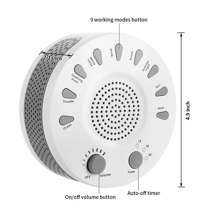 White Noise Machine Sleep Aid Device Improves Sleeping with Nine Timed Music, UNM-GH-006