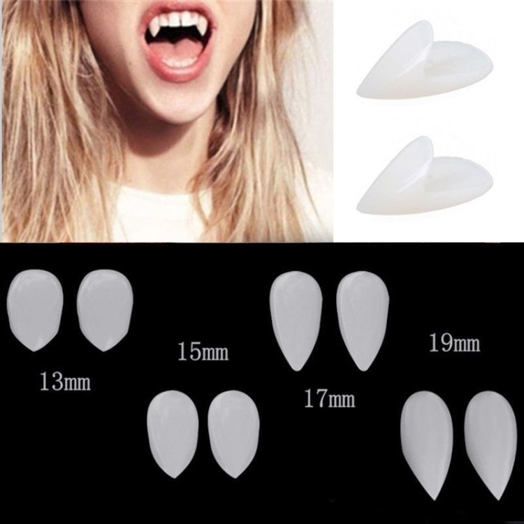 1 Pair 13mm Halloween Party Dentures Props Vampire Zombie Devil Fangs Teeth, 13mm