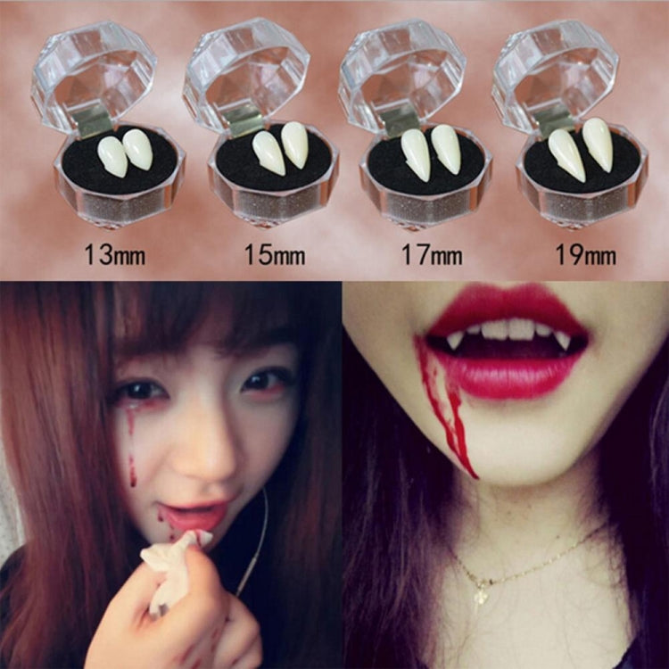 1 Pair 13mm Halloween Party Dentures Props Vampire Zombie Devil Fangs Teeth, 13mm