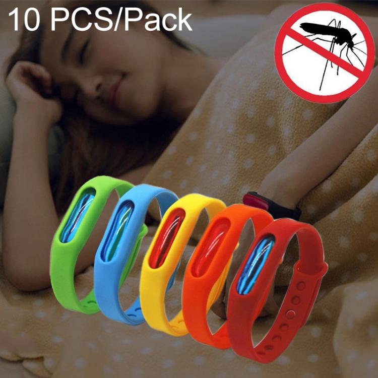 10 PCS Anti-mosquito Silicone Repellent Bracelet Buckle Wristband Bugs Away, Suitable for Children and Adults, Length:23cm, Random Color Delivery, 10 PCS