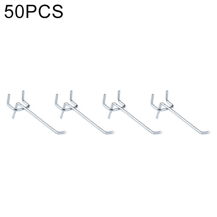 10pcs Supermarket Clothing Shop Pegboard Slat Wall Hook Shelf Hole Plate, Hole Pitch: 2.5cm, Length: 10cm, Wire Diameter: 3.3mm, Length: 10cm