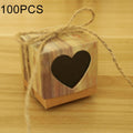 100 PCS Wedding Wood Grain Heart-shaped Pattern Hollowed-out Kraft Paper Sugar Box, Size: 5x5x5cm, Black Heart-shaped, LOVE Heart-shaped