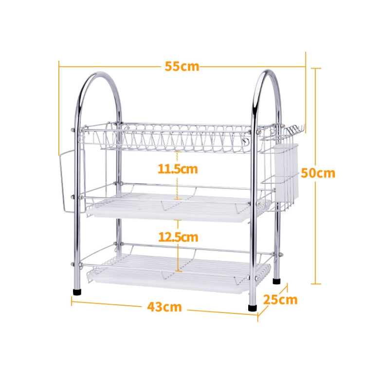 Multi-function Kitchen Stainless Steel Three Layers Arch Shape Rack Hanging Bowl Dish Holder, Three Layers Arch Shape