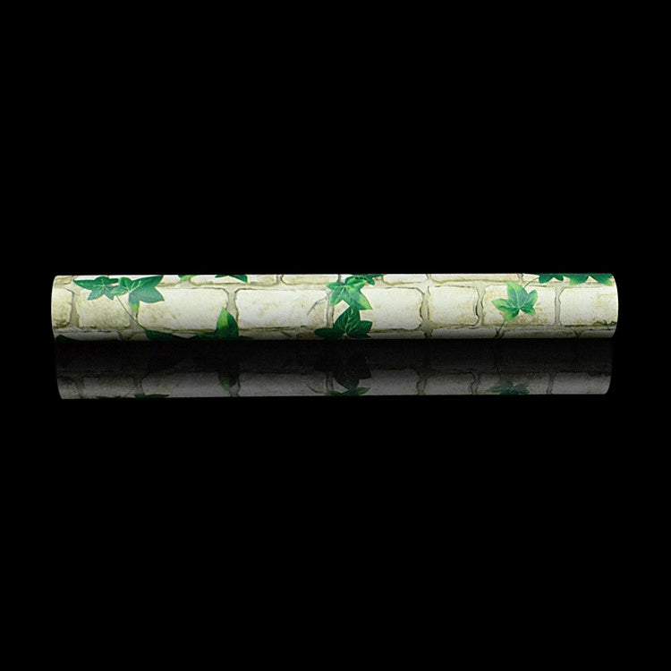 Green Leaf White Brick Creative 3D Stone Brick Decoration Wallpaper Stickers Bedroom Living Room Wall Waterproof Wallpaper Roll, Size: 45 x 1000cm, Green leaf white brick