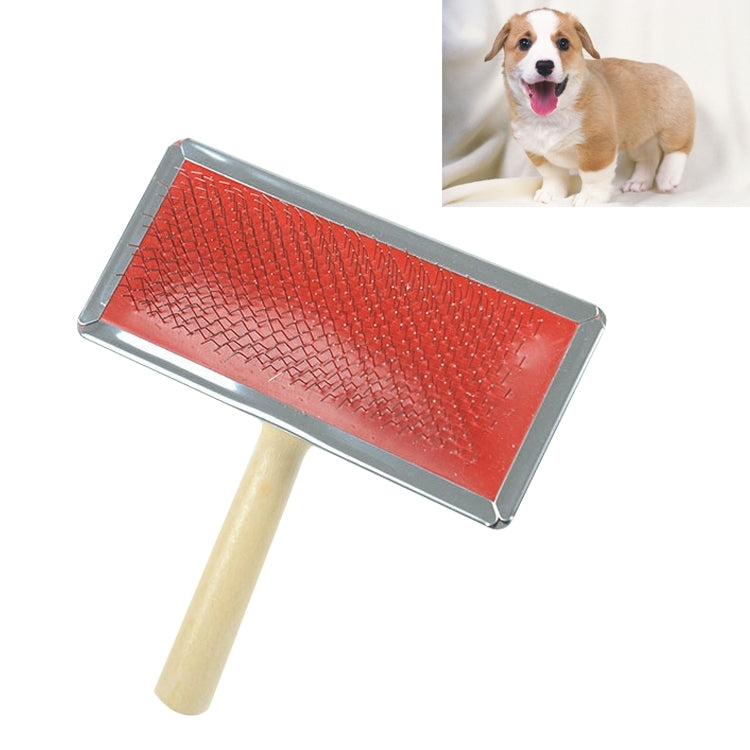 Soft Curve Needled Manual Bristles Grooming Cleaning Brush with Wood Handle for Pet,  Size: L, Random Color Delivery, Size: L