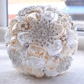 Wedding Holding Pearl Diamond Flowers Bridal Bouquet Accessories Bridesmaid Rhinestone Party Wedding Decoration Supplies, Diameter: 20cm, D453 Milk White + White, D453 Milk White, D453