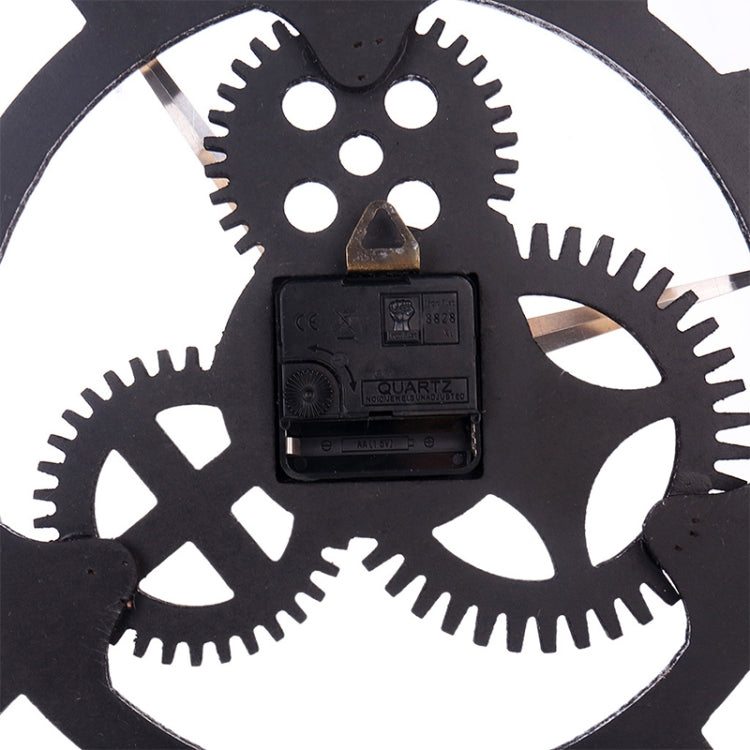 Retro Wooden Round Single-sided Gear Clock Number Wall Clock, Diameter: 45cm, Number  45cm, Number 45cm