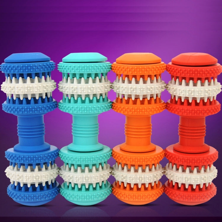 Dog Toy  for Pets Tooth Cleaning Chewing Dumbbells Shape Toys of Non-Toxic Soft Rubber , Large Size,Length:15cm, 15cm (Red), 15cm (Baby Blue), 15cm (Orange), 15cm(Blue)